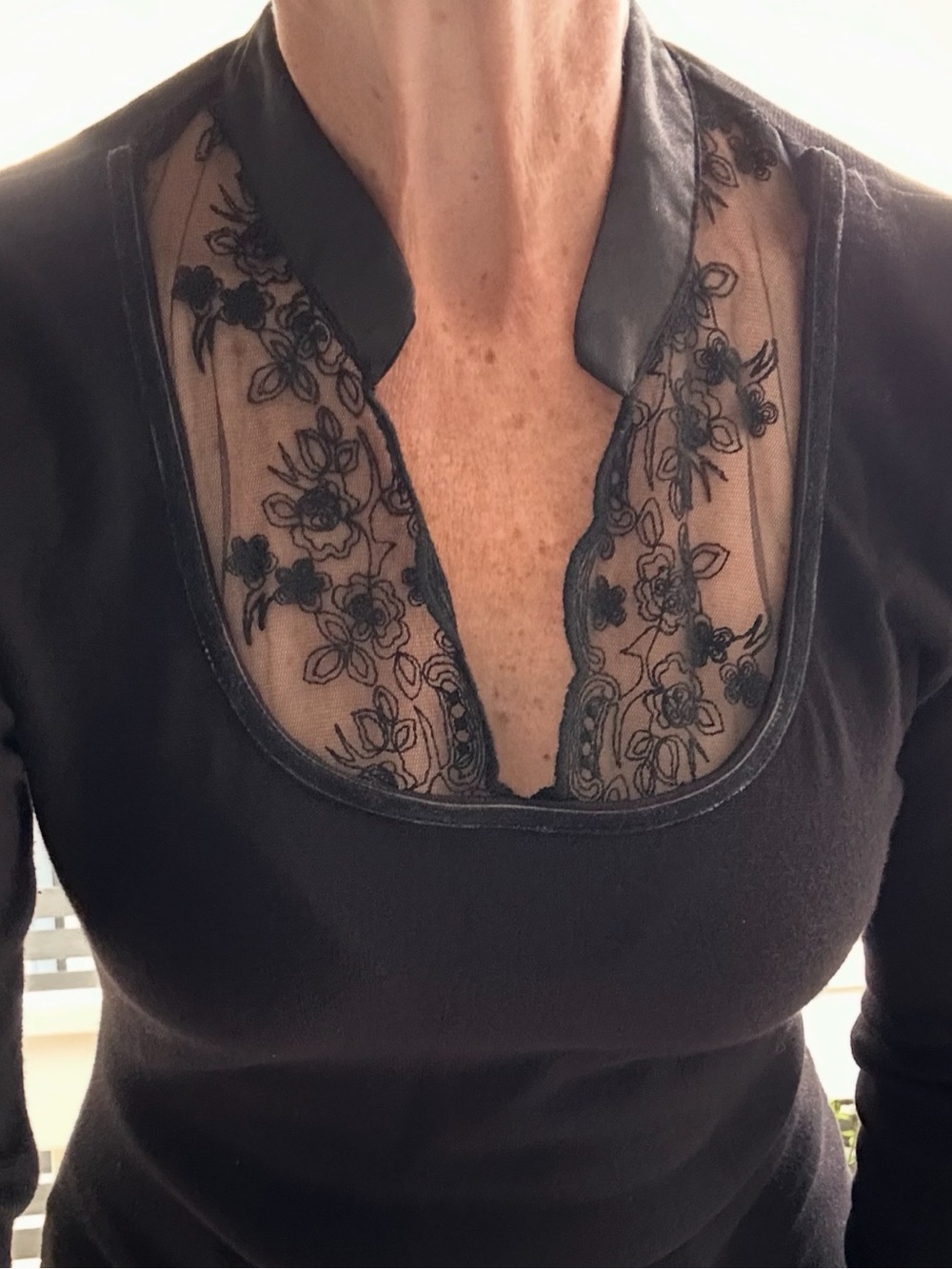 Black Lace Mash, Long Sleeve Top| Romantic Feminine Blouse